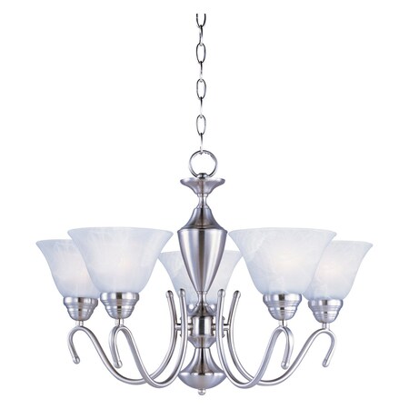 Maxim Five Light Satin Nickel Marble Glass Up Chandelier 12063MRSN